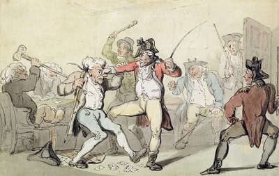 Valsspelen bij kaarten door Thomas Rowlandson